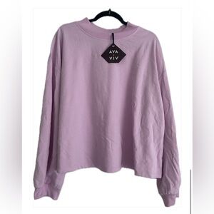 Ava & Viv Pink/Purple Pullover High Neck Sweatshirt